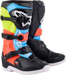 2014018-1538-5 Alpinestars Youth Tech 3s Boots 38 Red / Black Blue Yellow