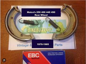 Brp-107-822 Ebc Maico Rear Brake Shoes 250-501 Wr Gs Mc Gp Aw Mega I Ii 1970-1985 New