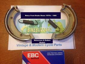 Brp-14-821 Ebc Maico Front Brake Shoes 250-501 Wr Gs Mc Gp Aw Mega I Ii 1970-1985 New