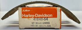 Rm44431 Harley Davidson Nos Pair 2 Amf Of Brake Lining Hd-m 4813 Gh With Brass Rivets