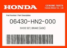 06430-hn2-000 Honda Genuine Shoe Set Brake Ask -