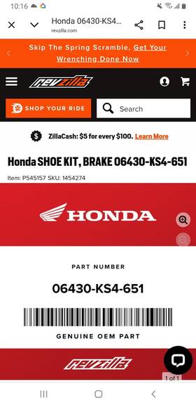 06430-k54-651 Honda 2 Sets Brake Shoe Kits And Springs New Never Used