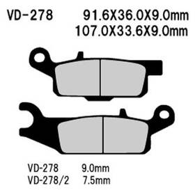 Vd-278 Vesrah For Yamaha Grizzly 700 07-16 Rear Organic Semi-metallic Brake Pads