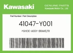 Kawasaki Genuine Shoe-assy-brake,fr 41047-Y001. Fixed Price $26.51.