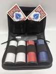 Poker Chip Set With Carrying Case & Sealed Bicycle Playing Cards. Fixed Price $23.99.