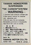 Yamaha YZ490 Rear Shock Absorber Caution Warning Decal. Fixed Price $13.41.