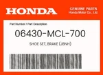 Honda Genuine Shoe Set, Brake (jbnh) 06430-MCL-700. Fixed Price $60.43.