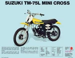 1974 Suzuki TM-75L Mini Cross Sales Specs Ad/ Brochure. Fixed Price $14.02.