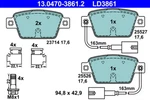 Ate 13.0470-3861.2 Brake Pad Set, Disc For Alfa Romeo, Chrysler, Fiat, Lancia. Fixed Price $101.32.