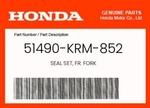 Honda Oem Fork Seal Set 51490-KRM-852. Fixed Price $18.99.